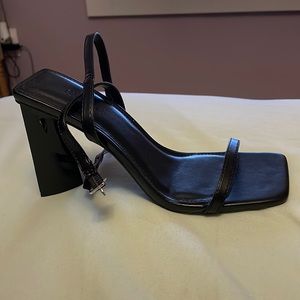 Faux Leather Open Toe Heels